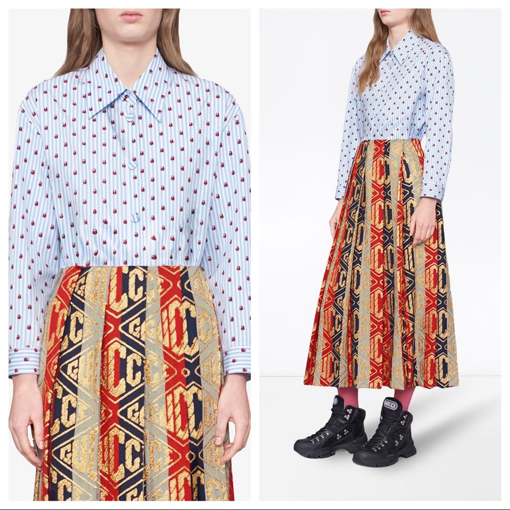 Gucci Ladybug Striped Poplin Shirt